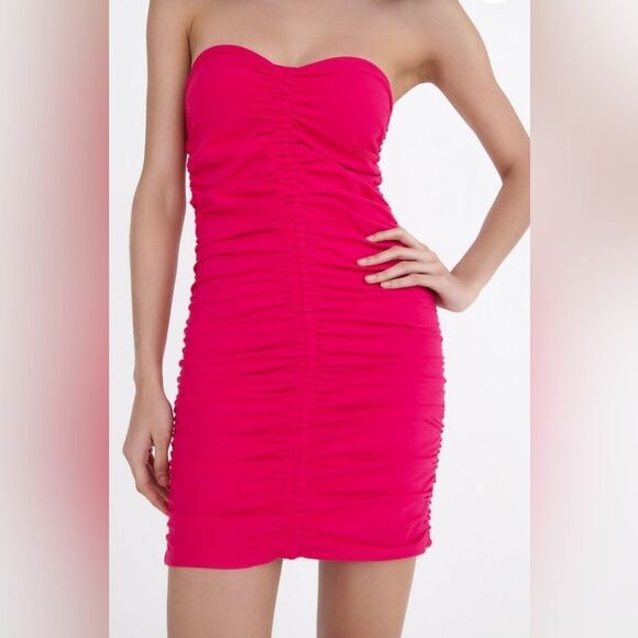 Zara Ruched Corset Dress in Fuchsia - Picture 2 of 7